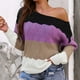 thumbnail image 2 of Gibobby Suéter para mujer, Suéter de Manga Larga algodón con Cuello Redondo Suéter para Mujer(Morado,G), 2 of 5