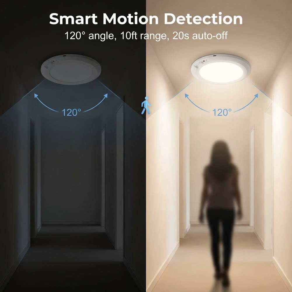 Rechargeable Motion Sensor Ceiling Light with Remote, 3 Color Temperatures Wireless Ceiling Light, Magnetic Battery Operated Ceiling Light for Closet Hallway Stairs Garage (1)