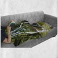 thumbnail image 6 of Waterfall Soft Flannel Fleece Throw Blanket, Water Falls to Lake Above Rock Umbrella Covered with Botanic Plants Photo, Cozy Plush for Indoor and Outdoor Use, 60" x 80", White and Green, by Ambesonne, 6 of 6