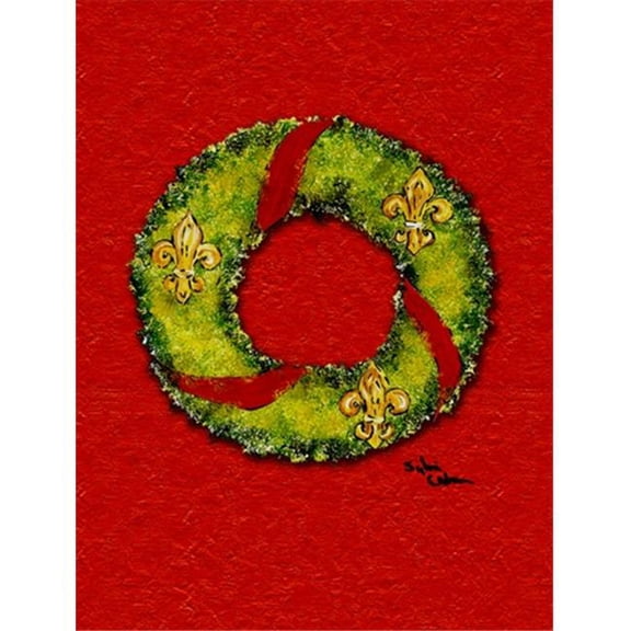 11 x 15 in. Christmas Wreath Fleur De Lis Flag Garden Size