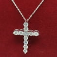 thumbnail image 2 of 2.00Ct Round Cut VVS1 Moissanite Cross Pendant Necklace – 14K White Gold Plated Sterling Silver Religious Charm with 18" Free Chain – Graduation & Faith Jewelry, 2 of 6