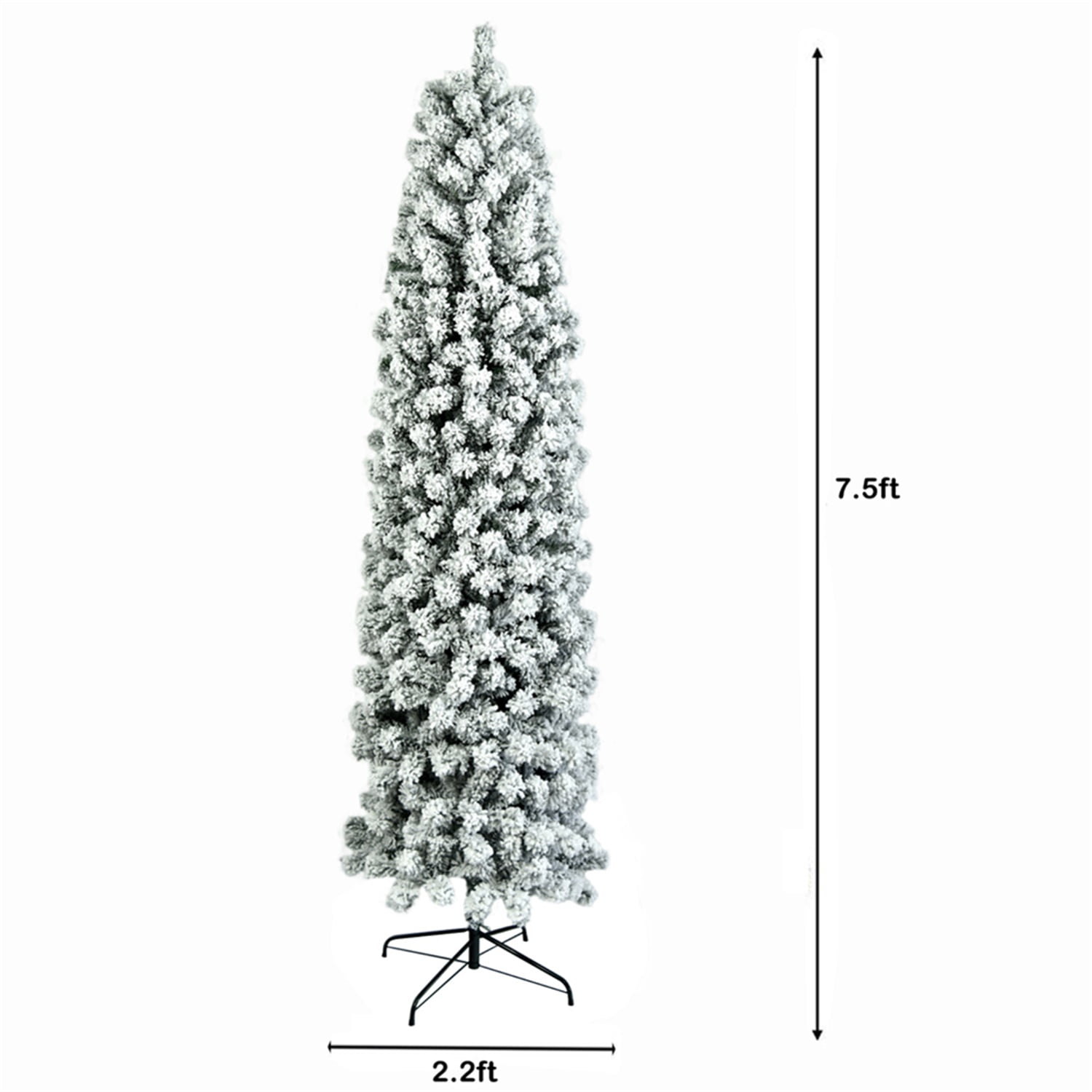 Kepooman 7.5ft Pencil Flocking Christmas Tree, White Xmas Tree, Green Kepooman 7.5ft Pencil Flocking Christmas Tree, White Xmas Tree, Green