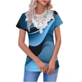 thumbnail image 3 of TaTaai Spring Style Striped Pullover for Women, V Neck Short Sleeve Casual Top with Sheer Mesh Accents, Loose Fit Blouse for Daily Wear & Warm Weather Gift, 3 of 5