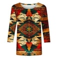 thumbnail image 4 of YUGYXL Deals 3/4 Sleeve Tshirts for Women Aztec Clothes Trendy Graphic Tees Casual Crew Neck Lightweight Cozy Shirts Ladies Tunics Fit Tops Holiday Blouse, 4 of 5