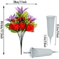 thumbnail image 3 of Artificial Cemetery Flowers for Grave, Set of Artificial Flowers Bouquet Memorial Flowers with Vase for Outdoor Cemetery Headstones Graveyard Gravestone Decoration (Purple Lily&Red Rose), 3 of 5