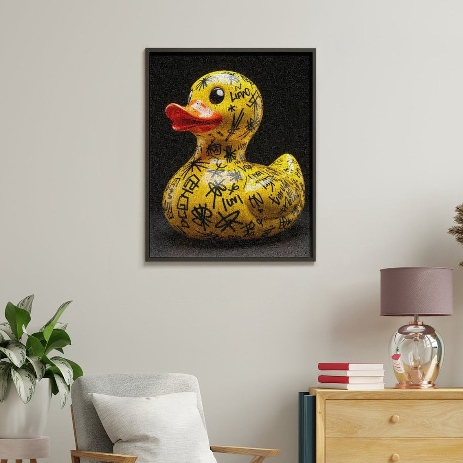 Paint By Numbers Kit for Adults Beginner - DIY Yellow Rubber Duck Graffiti Art Canvas Painting Kits for Adults, Frameless Paint By Number for Adults for Home Wall Decor 16x20 Inch