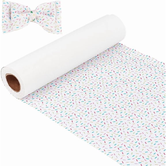 3m/3.3 Yards White Chunky Fabric Roll 11.8 inch Colorful Printed PVC Leather Fabric 1mm Thick Rectangle Imitation Leather Sheet for Hair Bows Jewlery Making DIY Accessories
