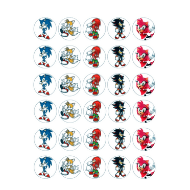 Whimsical Practicality's Sonic Edible Wafer Paper 1.5" Cupcake Toppers-30 count