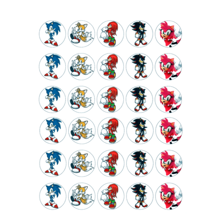 Whimsical Practicality's Sonic Edible Wafer Paper 1.5" Cupcake Toppers-30 count