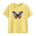 thumbnail image 4 of Yellow Butterfly American Flag Kids 4th of July Outfit 2 Piece T Shirt Shorts Set for Kids Boys Girls Patriotic Summer Clothes,Size 7 T, 4 of 9
