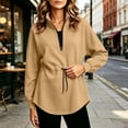 thumbnail image 7 of Bzdzmqm Women Fall Winter Fleece Sweatshirts Long Sleeve Zipper Drawstring Pullover Tops Cozy Warm Basic Solid Cardigan Casual Outfits for Work Travel Daily Wear, Khaki M, 7 of 7