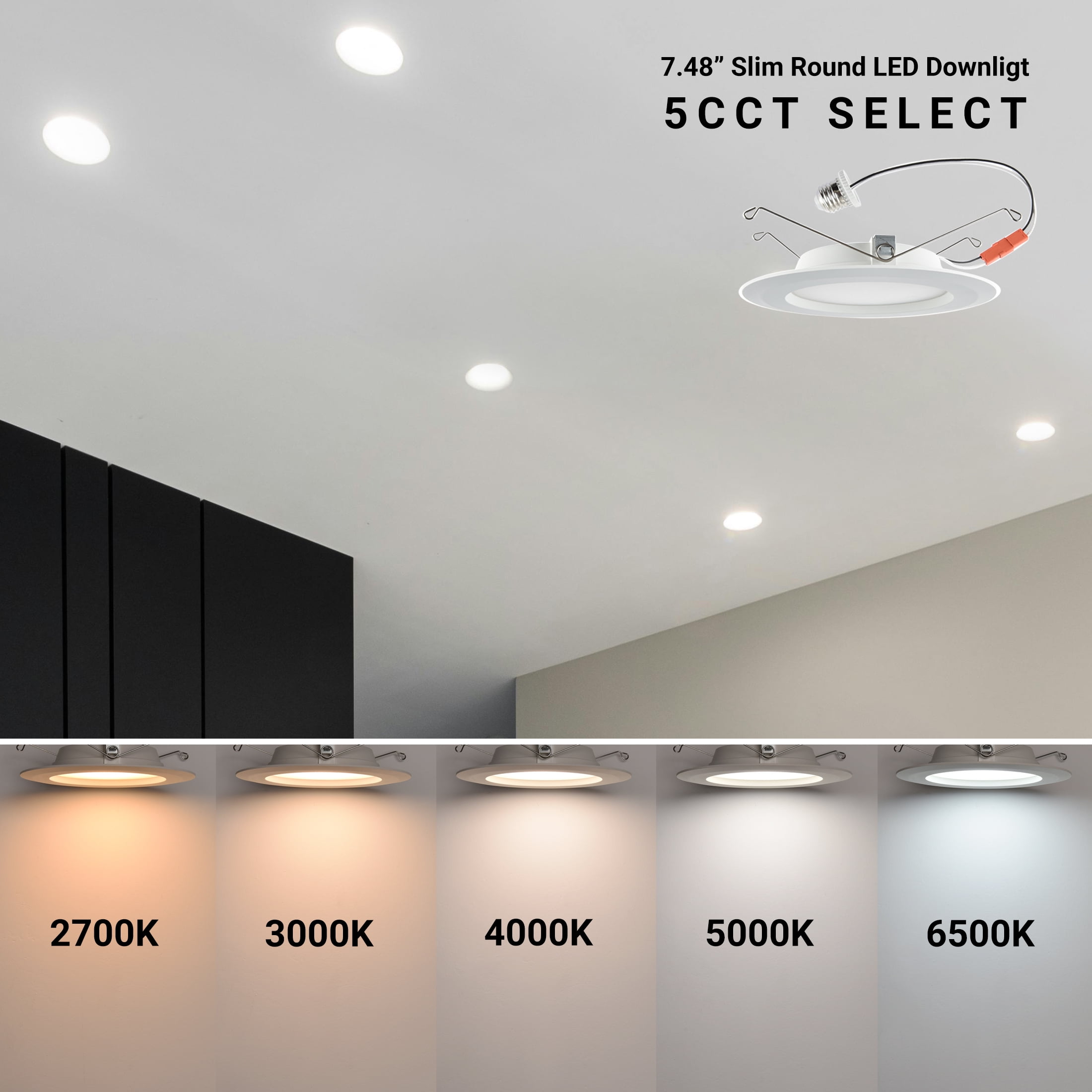 Great Value 6" 5CCT LED Recessed Retrofit Downlight Dimmable