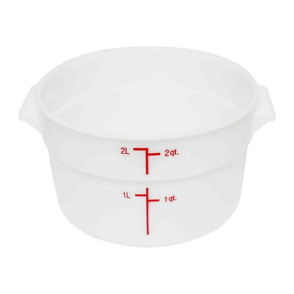Excellante 2 quart round food storage container, pp, white, NSF certified, comes in each