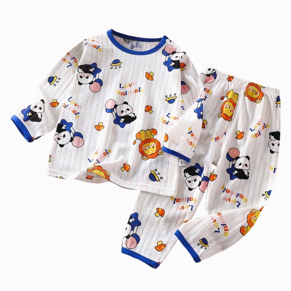 Ccpelsie Boys Girls Pajamas Long Sleeve Tops Pants Fall Winter Sleepwear Loungewear Set Dark Blue,3-6 Months