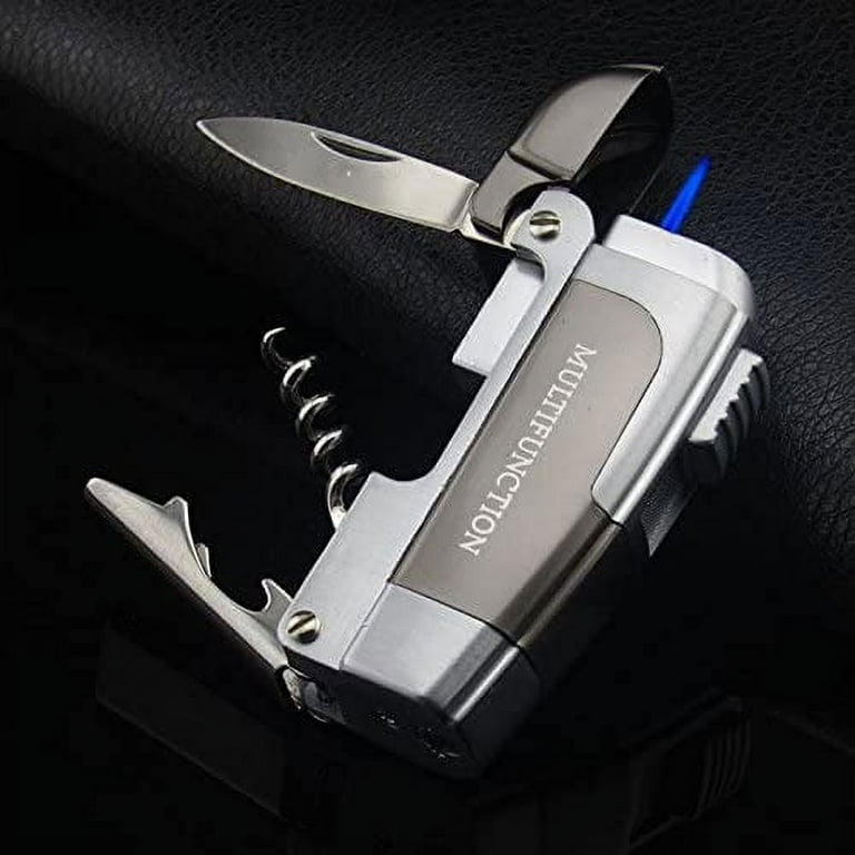 Windproof Lighter Windproof Torch Lighter - Refillable Butane Camping Lighter With Adjustable Jet Flame (Gray Walnut) Titanium Pen