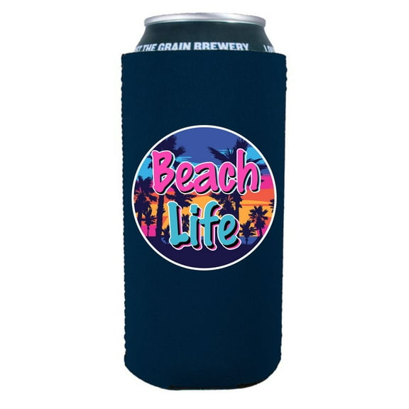 Beach Life 16 oz. Can Coolie (Navy)