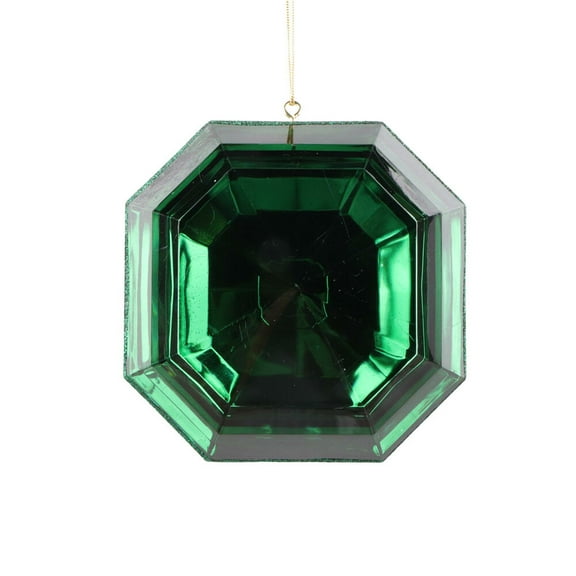 Vickerman 6" Dark Green Square Jewel Glitter Ornament. Includes 2 pieces per bag.