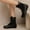 Black, variant on FRSASU Women's Fashionable Casual Versatile Cool and Stylish Winter Round Toe Lace-Up Fashion Flat Ankle Boots Black