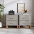 thumbnail image 4 of Leumius Nightstand for Bedroom,Wood Bedside Table with 2 Drawer & Solid Wood Legs,Small Storage Cabinet for Living Room,Gray, 4 of 8