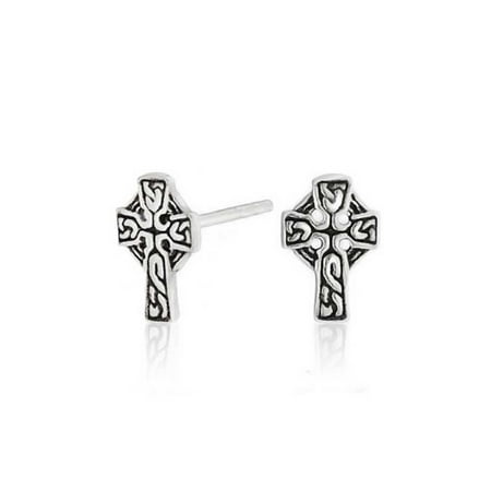 Bling Jewelry Celtic Cross Stud Earrings 925 Sterling Silver 9mm Celtic Cross Stud Earrings 925 Sterling Silver 9mm