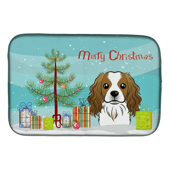 Christmas Tree and Cavalier Spaniel Dish Drying Mat
