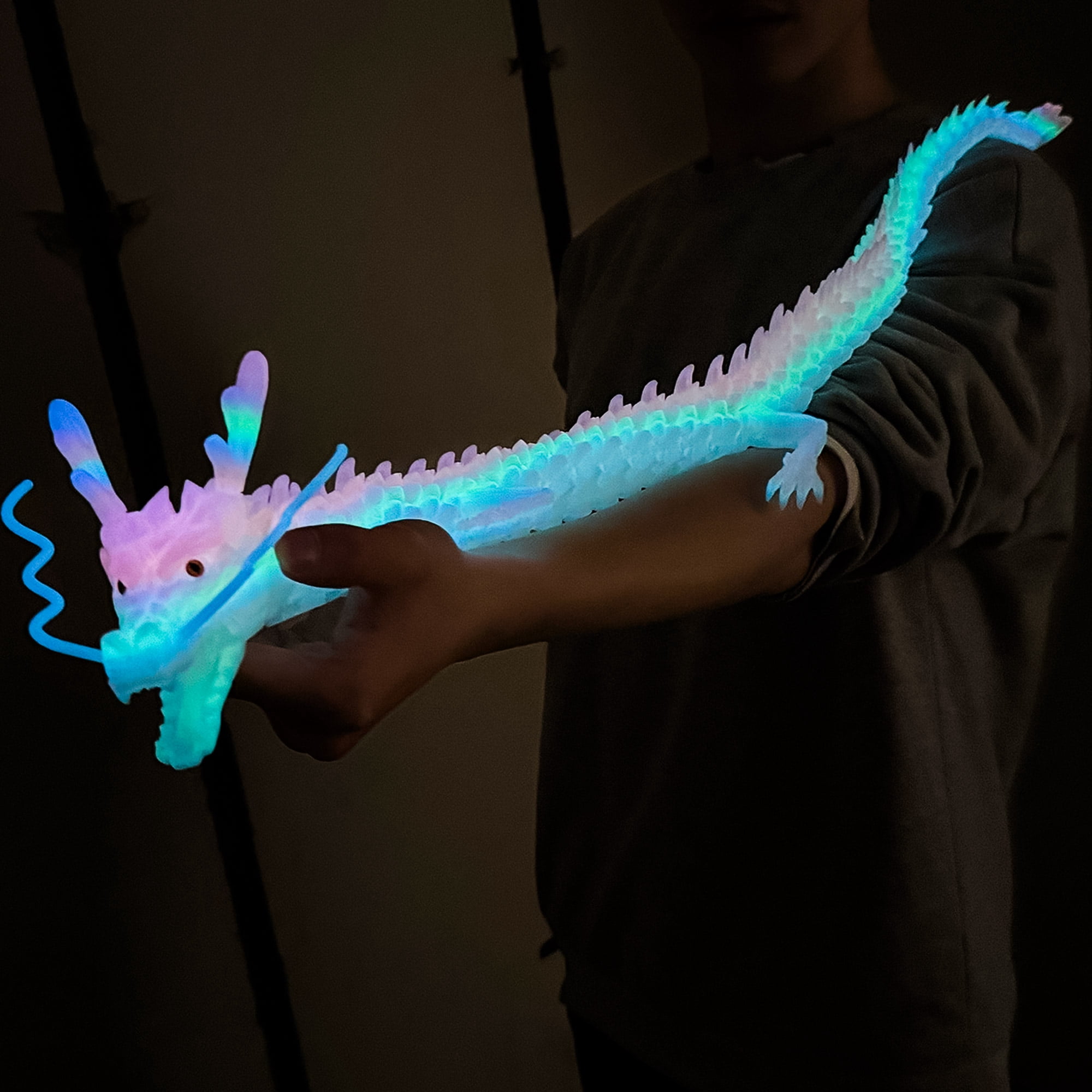 33.5inch 3D Printed dragon,Flexible Joint Animal lacertid Figurines, Home Office Decor,Fidget Toy for Adults Teens Boy Festival Gifts,Easter Basket Stuffers,Executive Desk Toy