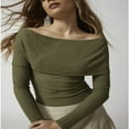 thumbnail image 2 of Stylish Women‘s Off Shoulder Tops in Slim Fit and Long Sleeve Ribbed Design, 2 of 6