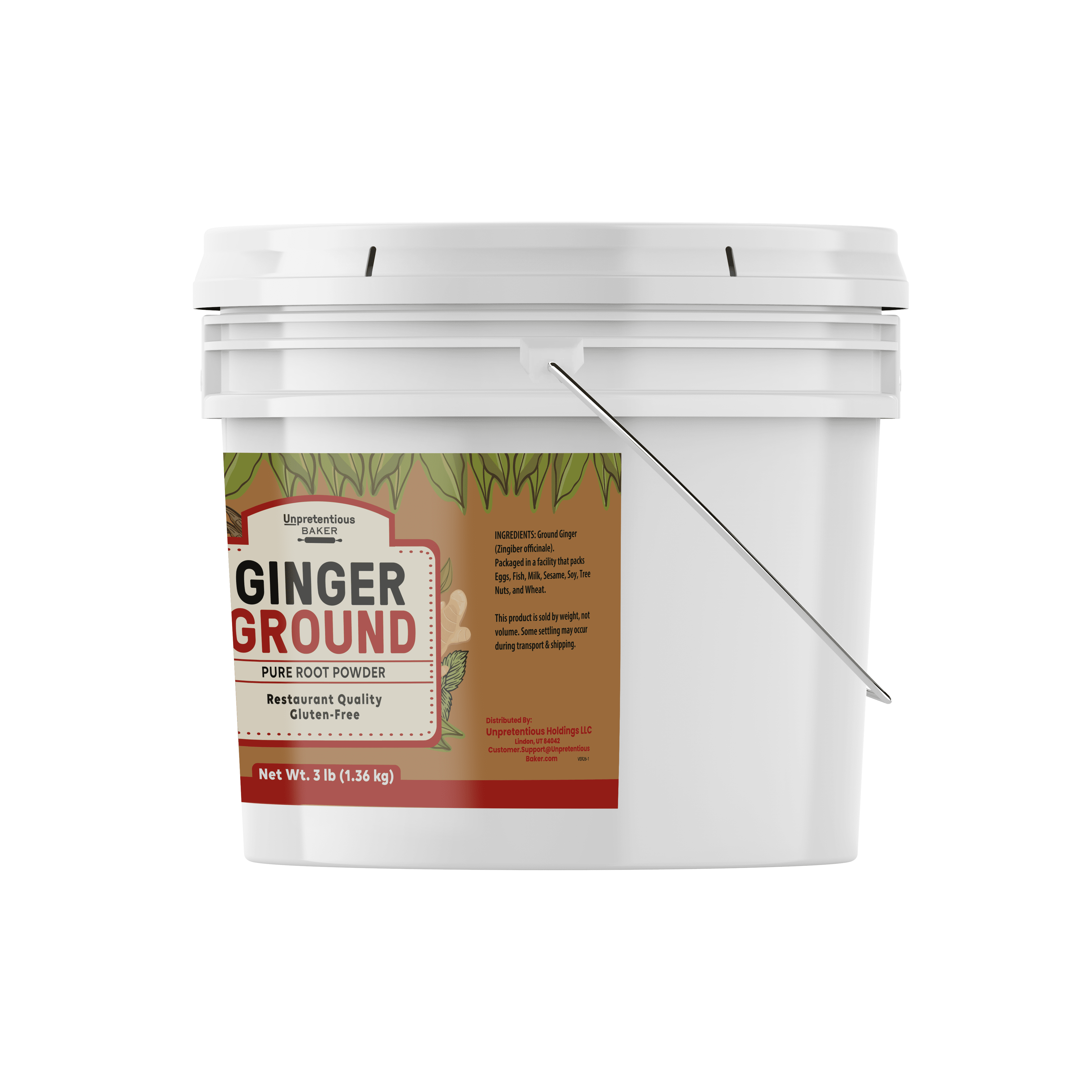 Unpretentious Ground Ginger, 1 Gallon Bucket, Indian & Asian Cuisine, Bulk Bucket Size