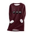 thumbnail image 3 of Women's Pullover With Print Comfortable Round Neck Winter Homewear Sweater Womens Lightweight Thermal Top Women Thermal Top Lined Mens Base Layer Shirt Thermal Long Sleeve Shirt Thermal Top And Bottom, 3 of 3