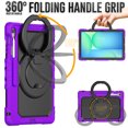 thumbnail image 2 of Case for Samsung Galaxy Tab S10 FE+ Plus 13.1 inch 2025, 360 Rotating Stand Handle Pencil Holder Shoulder Strap Heavy Duty Shockproof Cover, Purple, 2 of 7