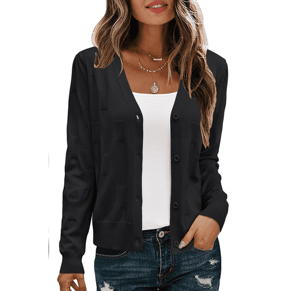 Arach&Cloz Women's Soft Cropped Cardigan Casual Lightweight Shrug Sweater Tops