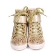 thumbnail image 4 of DbDk DG75 Women Metallic Mesh Mix Media Studded Rhinestone Fashion Wedge Sneaker, 4 of 5
