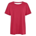thumbnail image 3 of T Shirts for Women 2025 Solid Color Short Sleeve Crewneck Loose Fit Casual Plain Basic Tshirt Womens T Shirts, 3 of 5