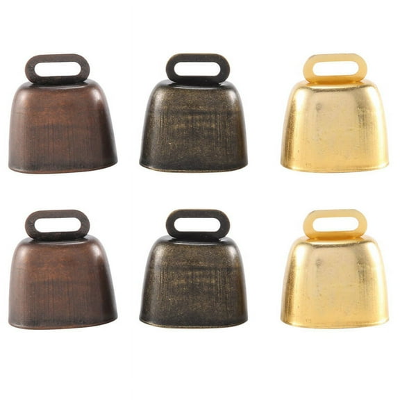 6 Pieces Cow Horse Sheep Grazing Small Brass Bells Cowbell Retro Bell for Copper(Green Bronze, Red Gold)