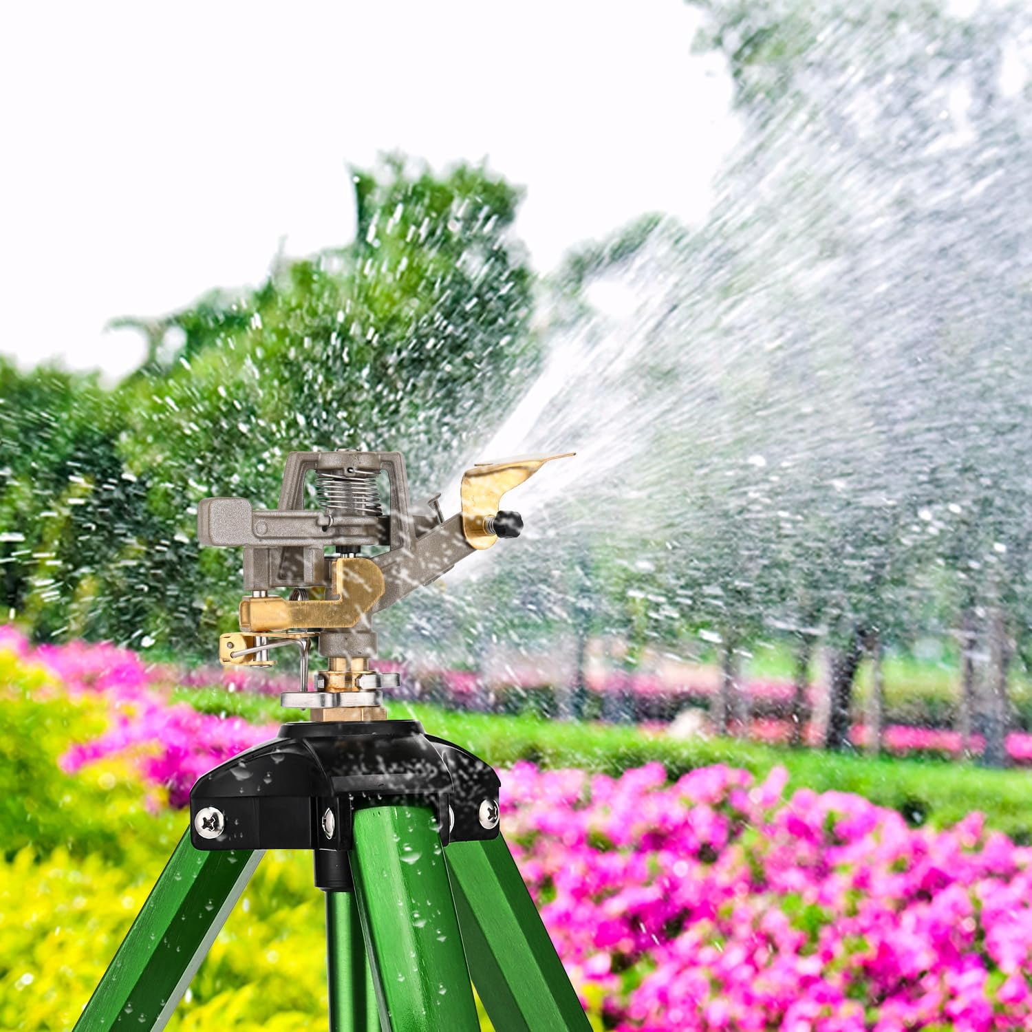 Impact Sprinkler On Tripod Base  2 Pack Lawn Sprinklers For Yard With 360 Degree Large Area Coverage Extra Tall Heavy Duty Water Lawn/yard/garden