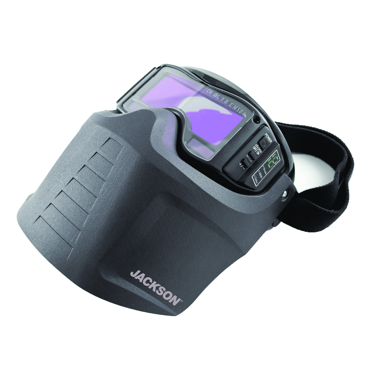 Jackson Safety - Welding Mask and Hood Kit - Auto Darkening -  Thermoplastic - 1.38" x 3.54" Viewing Area - Shade 3/5-12 ADF - Black - Rebel Series