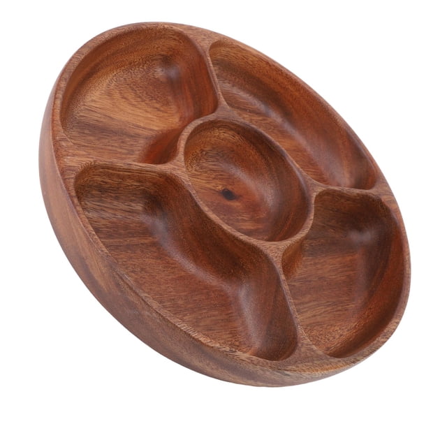 Wood Serving Tray, Round Candle Holder Tray Decorative Ottoman Platter for Entertaining, Breakfast Coffee Table Home Decor