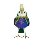 Way to Celebrate Purple Fleur De Lis Fabric Bird Table Top Mardi Gras Decoration, 7"H