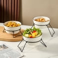 thumbnail image 6 of XINLTC 3 Tier  Bowl Set with Collapsible Sturdier Metal Rack, Serving Tray, White, 6 of 6