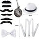 thumbnail image 2 of Accesorios de disfraces para hombre de los años 20, juego de disfraz de gánster Flapper, kit de disfraz del Gran Gatsby de los años 20 con sombrero Trilby, tirantes elásticos y bigote, reloj de bolsillo para hombre Sincero Electrónica, 2 of 5
