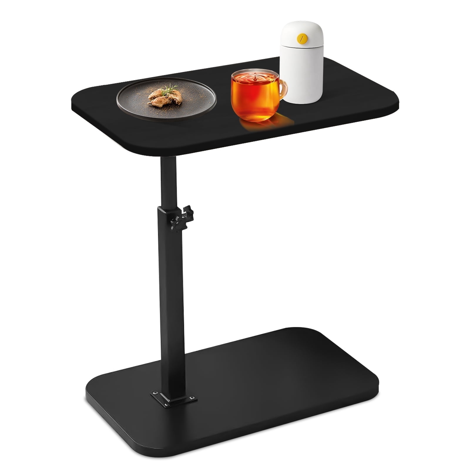 VEGCOOI Adjustable TV Tray Table Side Table Tray, C Table End Table, Bamboo Table, 360°Swive Adjustable Height Tray Table for Bed or Sofa, Living Room, Bedroom TV Tray Table with Phone and Tablet