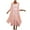 Pink, variant on Womens Long Sleeve High - Neck Ruffle Trim Evening Dress, Elegant Formal Gown, Floor - Length