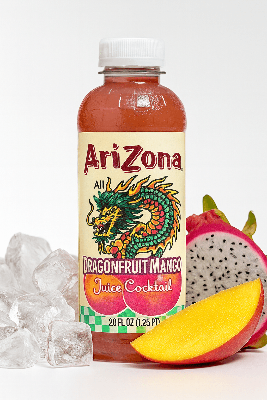 AriZona Dragonfruit Mango Juice Drink, 20 oz Bottles (Pack of 24) | Tropical Mango & Dragonfruit Blend | Refreshing, Caffeine-Free Beverage
