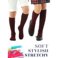 thumbnail image 4 of Hugh Ugoli Knee High Cotton Socks for Kids Girls Boys & Toddlers, Long School Uniform Socks, Soft & Comfortable,Burgundy, 12-14 Years Old, 4 Pairs, 4 of 7