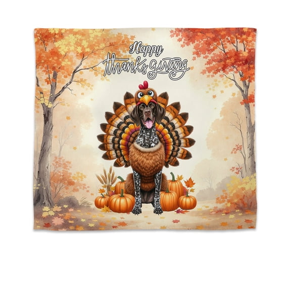 Happy Thanksgiving German Shorthaired Pointer Turkey Costume Pumpkins Autumn Leaves Tapestry GSP Lover Dog Gift Wall Hanging Backdrop Home Decor - 130144