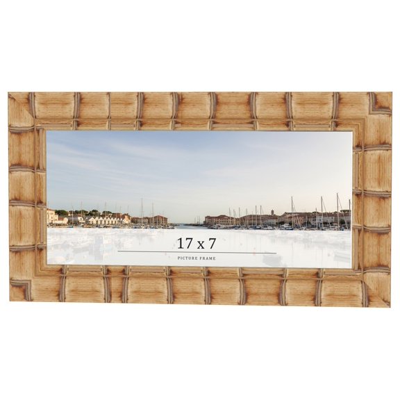 17x7 Frame Beige Real Wood Picture Frame Width 3 inches | Interior Frame Depth 0.5 inches | Natural