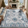 thumbnail image 2 of NewBuros Area Rugs 9'x12' Washable Non-Slip Boho Rugs, Soft Stain Resistant Low Pile Print Indoor Carpet for Living Room Bedroom Dining Room, Turquoise, 2 of 10