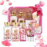 Bodybeau Bath and Body Set 4PCS Rose Scent,with Shower Gel, Body Mist,Body Scrub and Body Lotion
