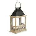 thumbnail image 4 of Rectangular Wooden Lantern with Black Metal Top and Galvanized Accent, 4 of 7