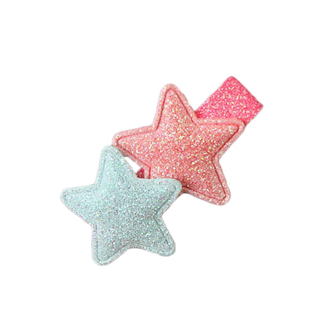 Fully Cloth Covered Grips Set of Toddlers Glitter Stars Hair Clips Years 2 